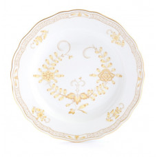 Teller, Indische Malerei 2 mit Kante, gelb, Goldpunkte, Goldrand, ø 20 cm