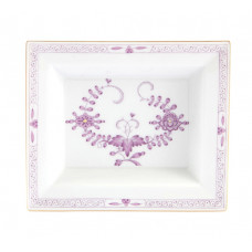 Vide-poche mittel, Indische Malerei 2 mit Kante, lila, Goldpunkte, Goldrand, 16 x 13,5 cm