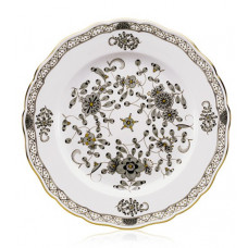 Speiseteller, Indische Malerei, schwarz, Goldpunkte, Goldrand, ø 28 cm