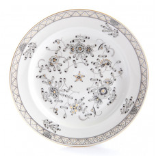 Teller, Indische Malerei, schwarz, Goldpunkte, Goldrand, ø 20 cm