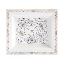 Vide-poche groß, Indische Malerei, schwarz, Goldpunkte, Goldrand, 21 x 18,5 cm