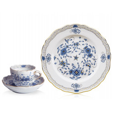 Espressotasse, Indische Malerei, hellblau, Goldpunkte, Goldrand, V 0,1 l