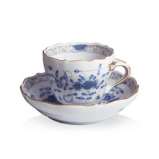 Kaffeetasse m.U., Indische Malerei, hellblau, Goldpunkte, Goldrand, V 0,20 l