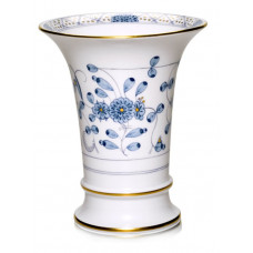 Vase, Indische Malerei, hellblau, Goldpunkte, Goldrand, H 14 cm