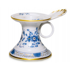 Leuchter, Indische Malerei, hellblau, Goldpunkte, Goldrand, H 7 cm
