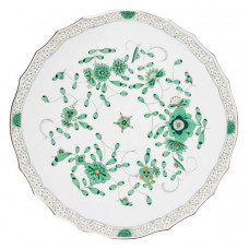 Tortenplatte rund, Indische Malerei, grün, Goldpunkte, Goldrand, ø 32 cm