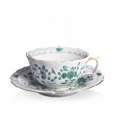 Teetasse m.U., Indische Malerei, grün, Goldpunkte, Goldrand, V 0,20 l