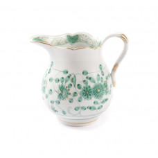 Milchkännchen, Indische Malerei, grün, Goldpunkte, Goldrand, V 0,12 l