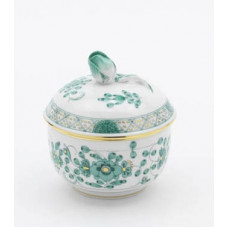 Zuckerdose, Indische Malerei, grün, Goldpunkte, Goldrand, ø 7,5 cm
