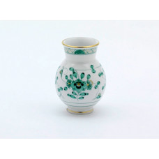 Vase, Indische Malerei, grün, Goldpunkte, Goldrand, H 8,5 cm