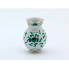 Vase, Indische Malerei, grün, Goldpunkte, Goldrand, H 10,5 cm