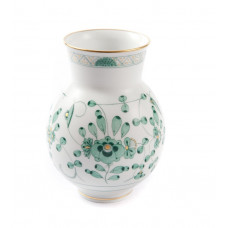 Vase, Indische Malerei, grün, Goldpunkte, Goldrand, H 12,5 cm