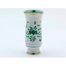 Vase, Indische Malerei, grün, Goldpunkte, Goldrand, H 14 cm