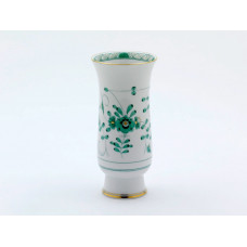 Vase, Indische Malerei, grün, Goldpunkte, Goldrand, H 17 cm