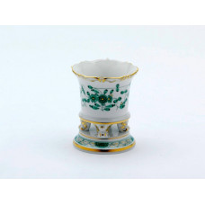 Vase, Indische Malerei, grün, Goldpunkte, Goldrand, H 8,5 cm