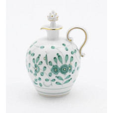 Likörflasche, Indische Malerei, grün, Goldpunkte, Goldrand, V 0,30 l