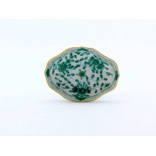 Sch&auml;lchen, Indische Malerei, gr&uuml;n, Goldpunkte, Goldrand, L 8 cm