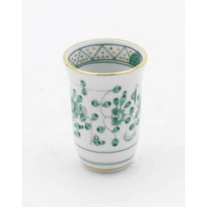 Becher, Indische Malerei, grün, Goldpunkte, Goldrand, V 0,02 l