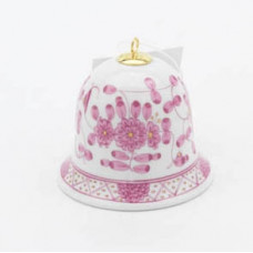 Miniatur-Glocke, Indische Malerei, purpur, Goldpunkte, wei&szlig;er Rand, H 5 cm