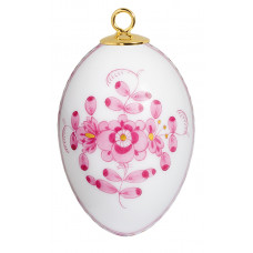 Miniatur-Ei, Indische Malerei, purpur, Goldpunkte, weißer Rand, H 4,5 cm