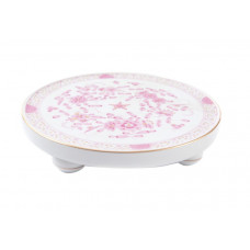 Untersetzer, Indische Malerei, purpur, Goldpunkte, Goldrand, 15 cm