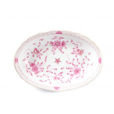 Beilageschale oval, Indische Malerei, purpur, Goldpunkte, Goldrand, 26,5 cm