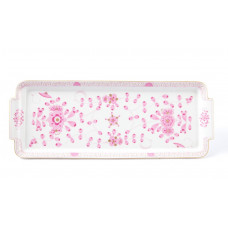 Platte,rechteck., Indische Malerei, purpur, Goldpunkte, Goldrand, L 39 cm