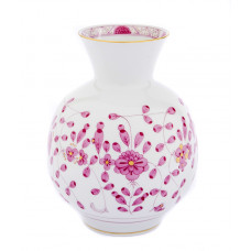 Vase, Indische Malerei, purpur, Goldpunkte, Goldrand, H 18 cm