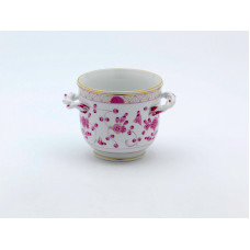 Blumentopf, Indische Malerei, purpur, Goldpunkte, Goldrand, H 11 cm