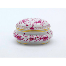 Dose, Indische Malerei, purpur, Goldpunkte, Goldrand, L 12 cm