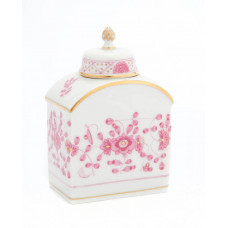 Teedose, Indische Malerei, purpur, Goldpunkte, Goldrand, H 9,5 cm