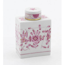 Teedose, Indische Malerei, purpur, Goldpunkte, Goldrand, H 10,9 cm