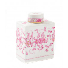 Teedose, Indische Malerei, purpur, Goldpunkte, Goldrand, H 12,6 cm