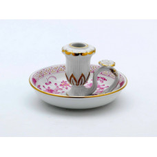 Leuchter, Indische Malerei, purpur, Goldpunkte, Goldrand, H 7 cm