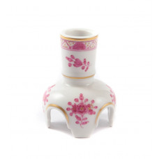 Leuchter, Indische Malerei, purpur, Goldpunkte, Goldrand, H 7 cm