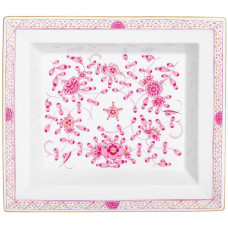 Vide-poche groß, Indische Malerei, purpur, Goldpunkte, Goldrand, 21 x 18,5 cm