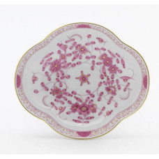 Sch&auml;lchen, Indische Malerei, purpur, Goldpunkte, Goldrand, L 14 cm