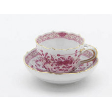 Miniaturtasse Neuer Ausschnitt, Indische Malerei, purpur, Goldpunkte, Goldrand, 0,04 l