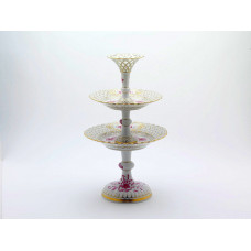 Etagere,durchbr.  mit Vase, Indische Malerei, purpur, Goldpunkte, Goldrand und Goldstaffage, H 49 cm