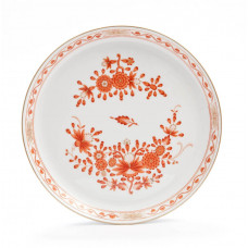 Wandschale, Indische Korallenrot-Malerei, rot, Goldpunkte, Goldrand,