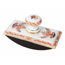 Löscher, Tischchenmuster, bunt, goldschattiert, Goldrand, 11x6 cm