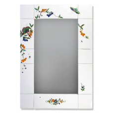 Spiegel komplett, Chinesischer Schmetterling 'Style', weißer Rand, 70x50 cm