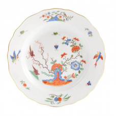 Teller, Indische Fels-,Blumen-und Vogelmalerei,bunt mit Kupferfarben,Goldrand, ø 20 cm