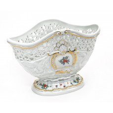 Serviettenhalter, Indische Blumenzweige, gestreute Blümchen, Goldkante, Goldrand, L 24 cm