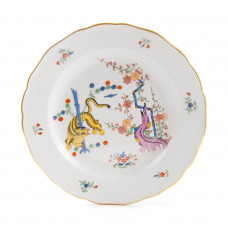 Teller m.H., Alter reicher gelber Löwe, bunt mit Kupferfarben, Goldrand, ø 25 cm