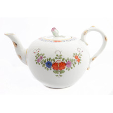 Teekanne, Indische Blumenmalerei, zweiteilig, bunt mit Kupferfarben, Goldrand, V 1,00 l