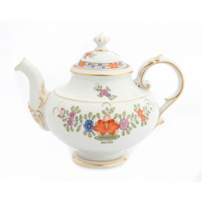 Teekanne, Indische Blumenmalerei, zweiteilig, bunt mit Kupferfarben, Goldrand, V 0,55 l