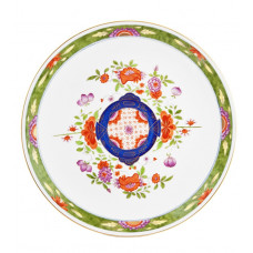 Wandschale, Chinesische Malerei, Schnallenring, bunt, Goldrand,