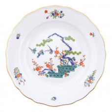 Teller, Indisches Astmuster, bunt mit Kupferfarben, Goldrand, ø 20 cm