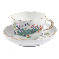 Kaffeetasse m.U., Indisches Astmuster, bunt mit Kupferfarben, Goldrand, V 0,20 l